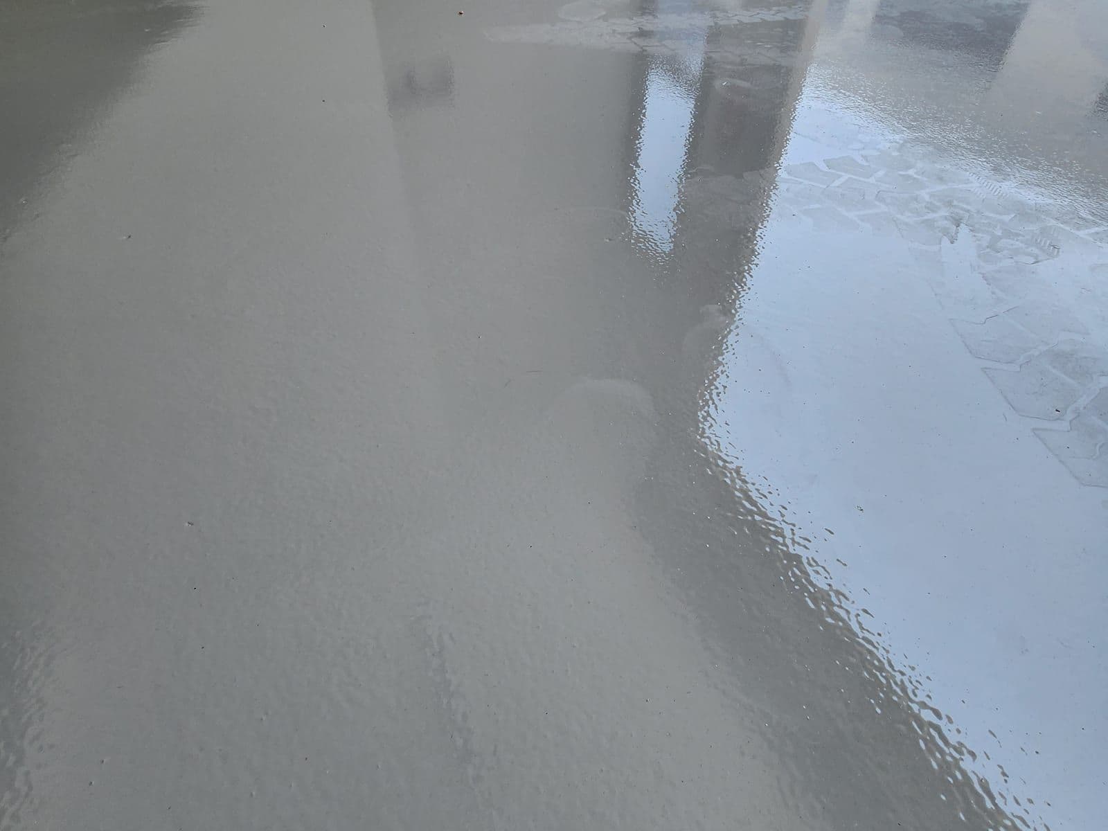 Commercial flake epoxy floor with large windows